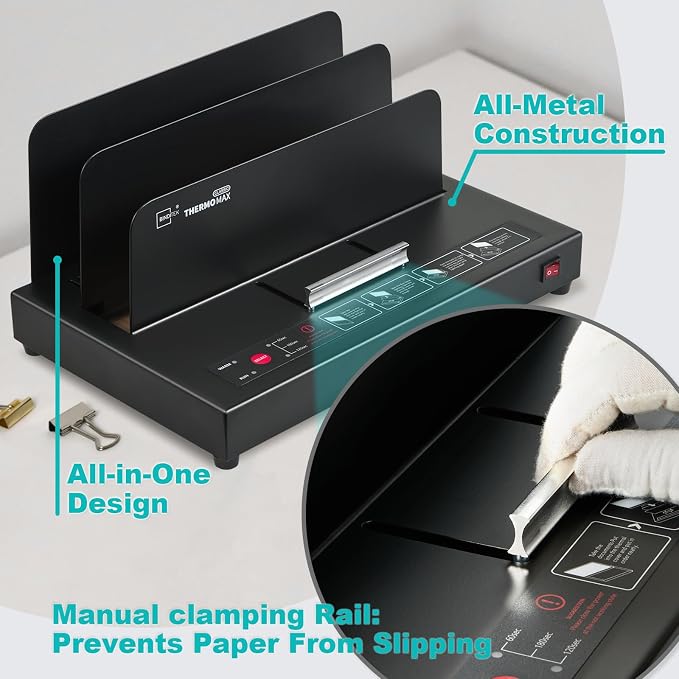 Binditek Thermal Binding Machine, 500 Sheet Capacity, No Assembly Required | Universal Thermal Binding Machine, Medium Duty,110V Heating, for A4/A5/Letter Documents, with 30 Pcs Thermal Binding Covers
