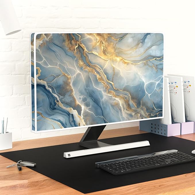 Baocicco Gold Blue Waterproof Screen TV Cover 45, 46, 47, 48 Inch Modern Full Body Covers for Television Screen Panel Case TV Sleeve Compatible with Television LCD LED PC, Desktop and Home TV