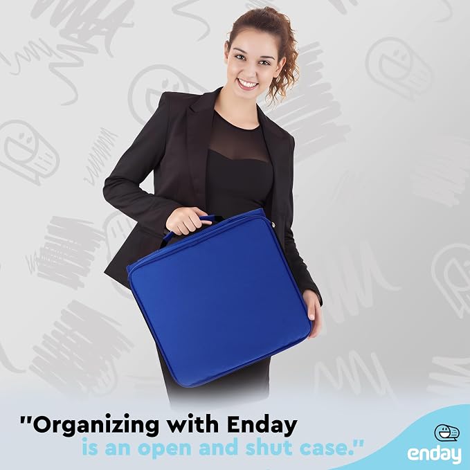 Enday 2 Inch Zipper Binder - 880 Sheet Capacity, 5 Pockets, Expanding File Folder with Durable Handle, Multiple Pockets School Binder Organizer, Blue