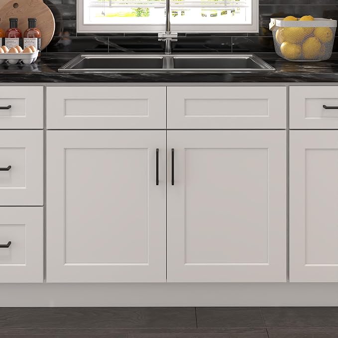 Furinno Shaker Sink Bases Kitchen Cabinet, Ready to Assemble, 24 D x 36 W x 34.5 H, White