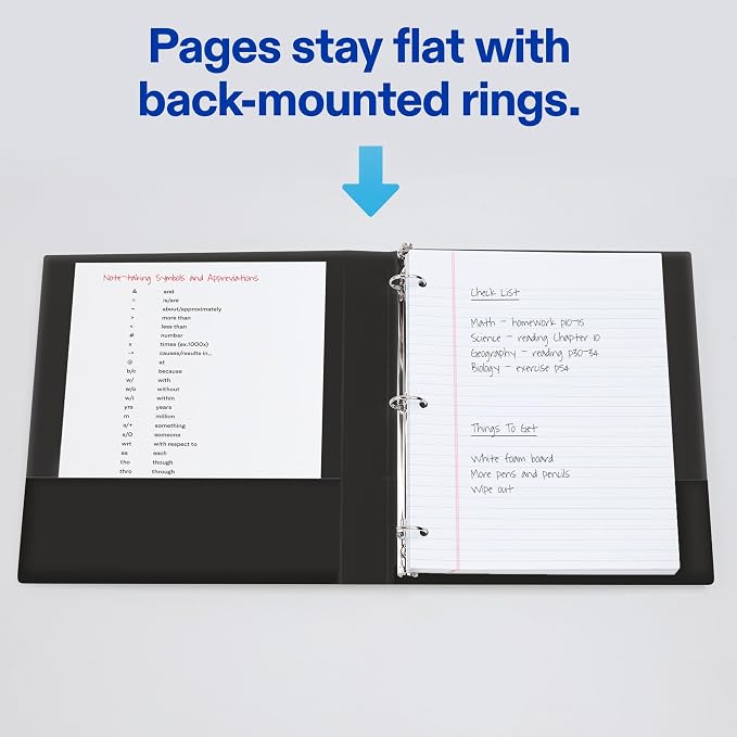 Avery Mini 3 Ring Binder, Holds 5.5" x 8.5" Paper, 1" Round Rings, 175-Sheet Capacity, 1.4" Wide Spine, Label Holder, 1 Black Binder, Great for Home, Office, School Supplies & More (27257) (Pack of 6)
