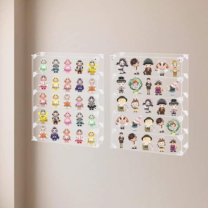 Acrylic Display Case, 5 Tier Clear Display Case for Mini Funko Pop Figures, Wall Mounted or Desktop Dustproof Display Cabinet Box for Collectibles Mini Toys Figurines Models Dolls (12.4x4x16.5 inch)