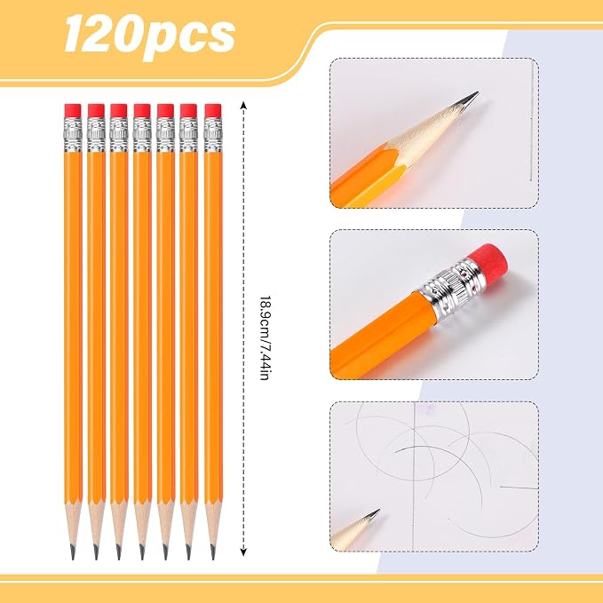 TecUnite 120 Pcs #2 HB Pencils with Eraser,Yellow