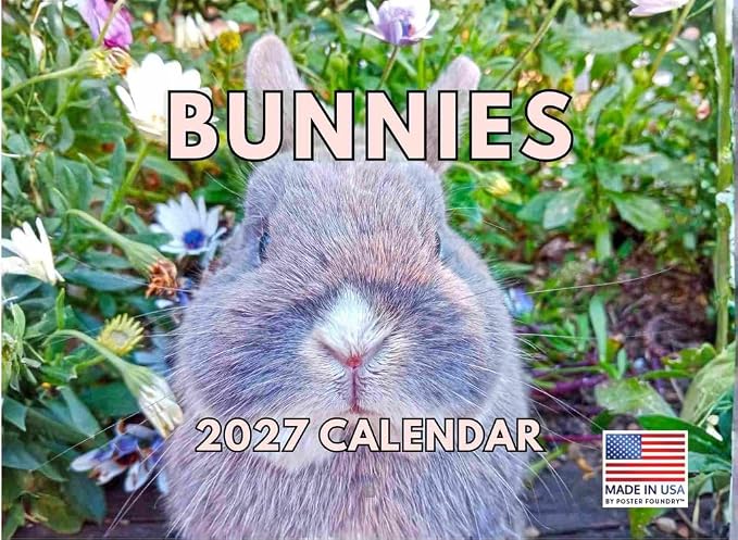 Bunny Calendar 2027 Bunnies Rabbit Gifts Monthly Wall Calender 12 Month