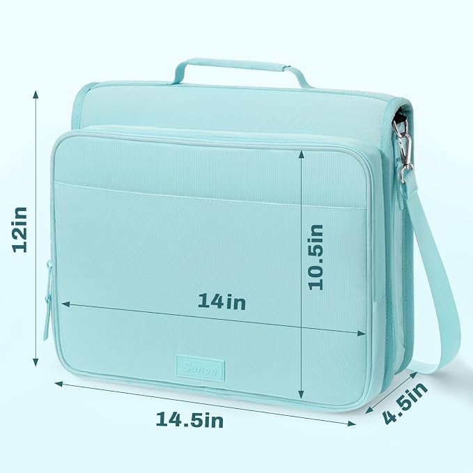 SUNEE Zipper Binder 3 Ring 2-Inch in Sky Blue Features a Shoulder Strap, 13 Inch Laptop Pocket, with Multiple Storage Pockets. Ideal Organizer for Middle School Students