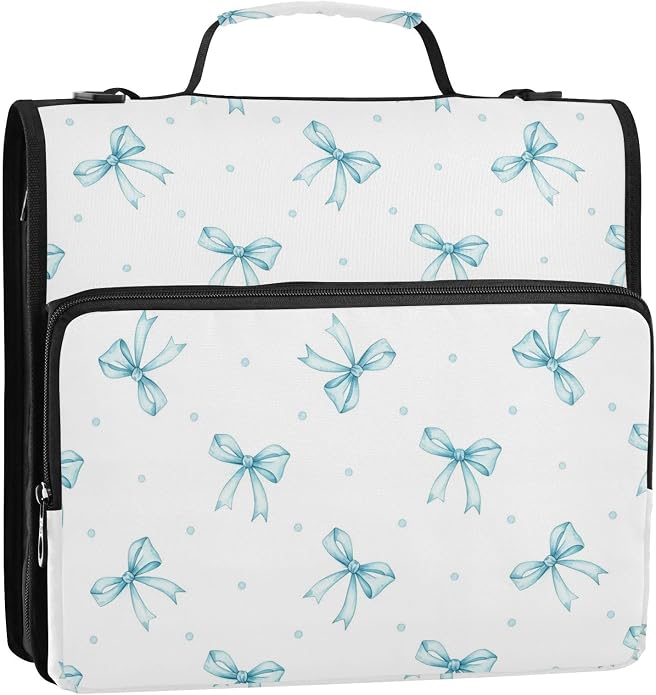 Zipper Binder Bag 3 Ring File Folder Portfolio Organizer Zippered Binder Bags with Strap Fits Laptop Women Men