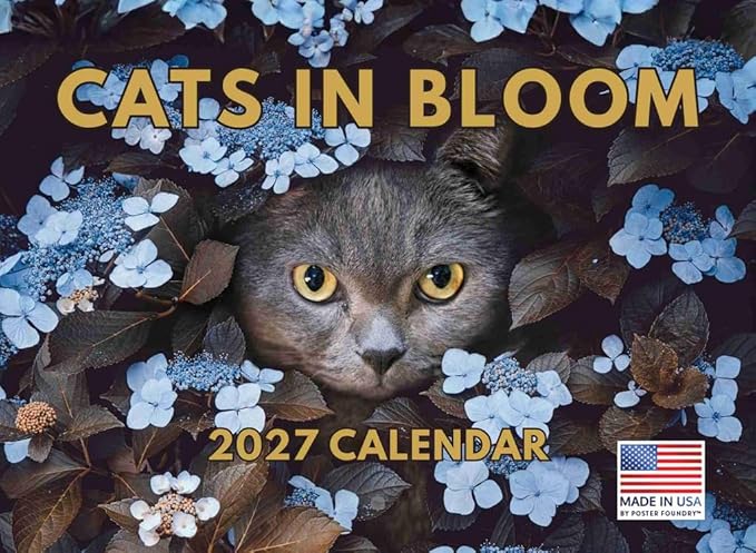 Cats Flowers Calendar 2027 Monthly Wall Calender 12 Month