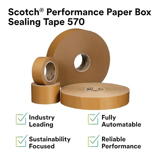 3M Scotch Performance Paper Box Sealing Tape 570, 1.9 in x 55 yd, 1 Roll