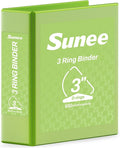 SUNEE 3 Ring Binder 3 Inch D Ring, Clear View Large Binder Three Ring PVC-Free (Fit 8.5x11 Inches) for School or Office Supplies, Tender Green, 1 Pack