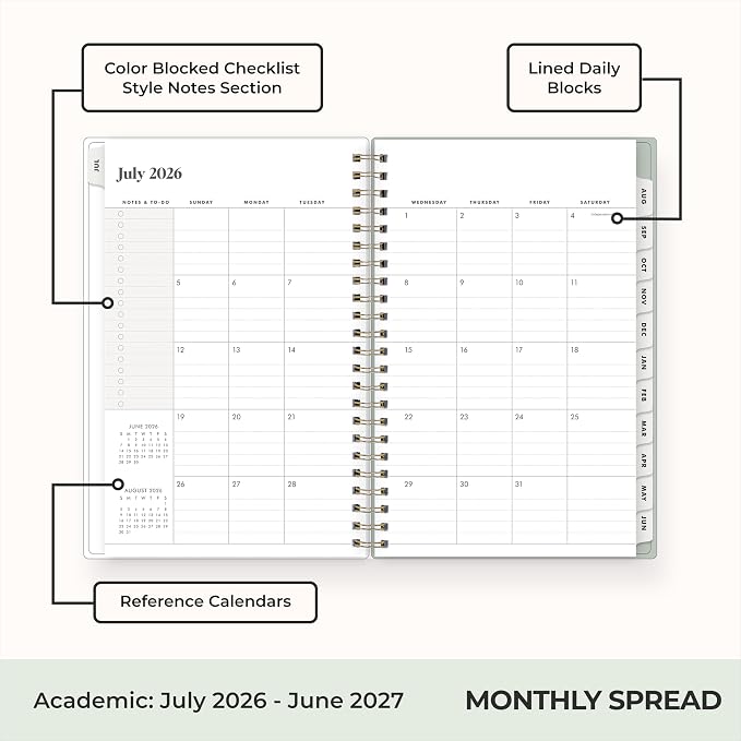 Blue Sky 2026-2027 Weekly & Monthly Academic Planner, 5"x8", Marisa