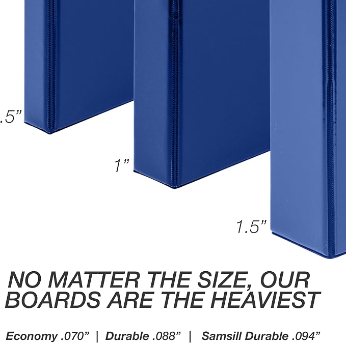 Samsill Durable 0.5 Inch Binder, D Ring Binder, 100% Recycled Chipboard, Blue, 4 Pack