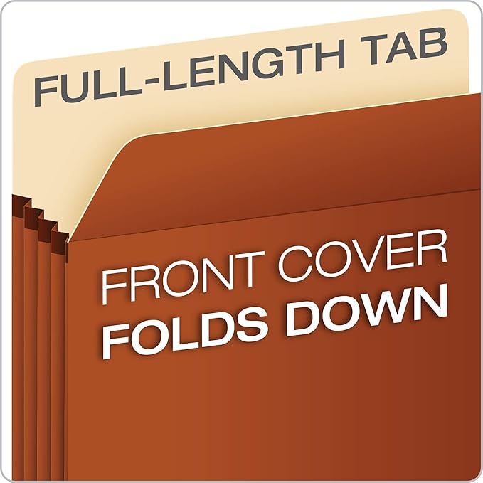 Pendaflex Expanding File Pockets,File Organizers for School,Home or Office,Letter Size,Redrope,3.5" Expansion,Reinforced with Dupont™ Tyvek® Material,Redrope,25 per Box (1524E-OX),(Pack of 4)