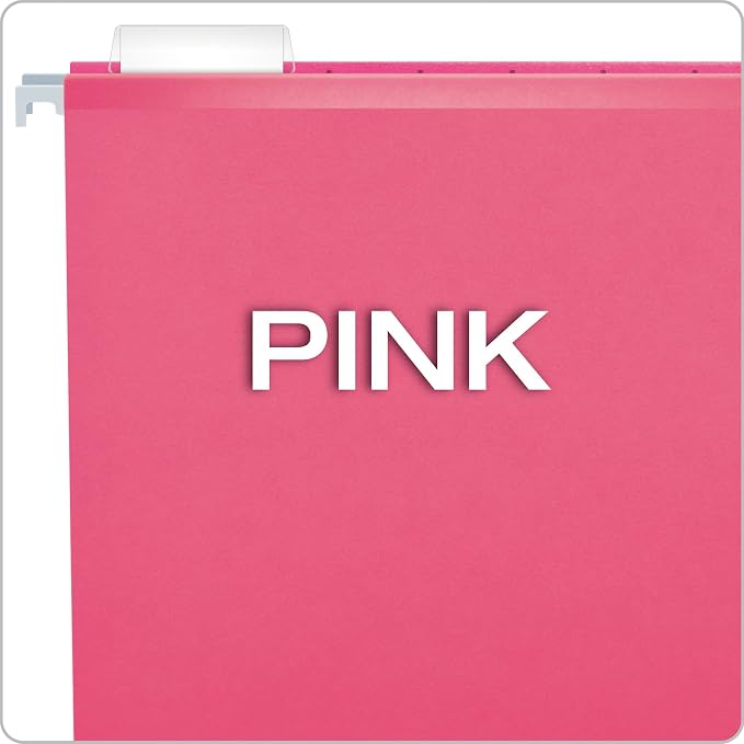 Pendaflex Reinforced Hanging File Folders, Letter Size, Pink, 1/5 Cut, 25/BX (4152 1/5 PIN) (Pack of 10)