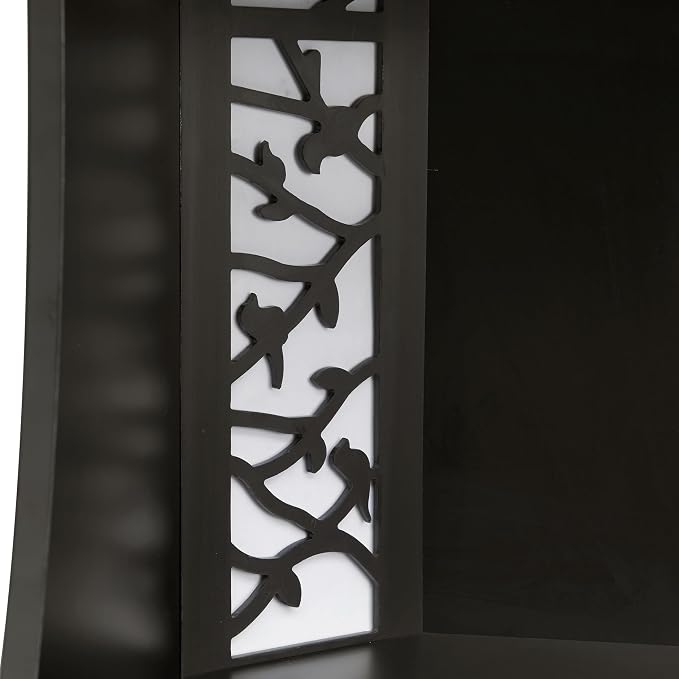 Homes: Inside + Out Connelly Modern 5 Shelf LED Bookcase, Unique Thin Wood Bookshelf with Storage and Remote, Office Shelving,Tall Book Shelf for Bedroom, Living Room and Small Spaces, Black