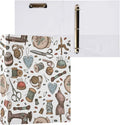 Hand Draw Retro Sewing Supplies Binder 1.5 Inch Binder with Clipboard&Pockets, Tailor Hardcover Binders 3 Ring, Heavy Duty Large File Folder for Office School Supplies - Holds 200 Sheets