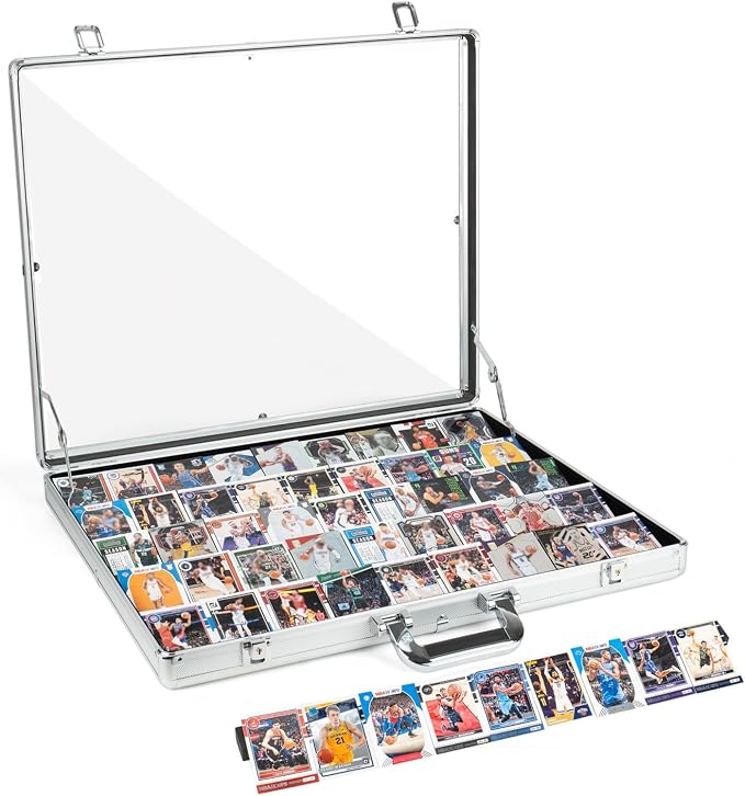 Aluminum Trade Show Display Case – 24"x20" Trading Cards Tabletop Showcase | Locking, for Sports Cards, TCG, Jewelry, Lightweight & Portable–for Exhibitions, Conventions, and Collectibles, Silver