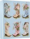 3 Ring Binder Cowboy Boots Flowers 1.5" Round Ring Binders View Binder with 200 Sheet for Kids School Supplies Women Men Office, 1 Pack