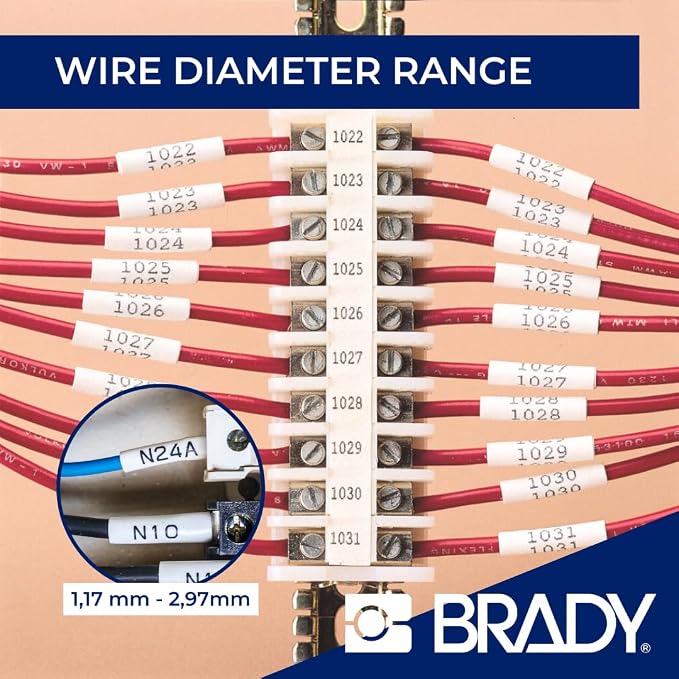 Brady Authentic (M21-125-C-342) PermaSleeve Heat Shrink Tubing for Control and Electrical Panels, Wire Harness, Black on White-For M210, M210-LAB, M211, BMP21-PLUS and BMP21-LAB Printers, .235"W 7' L