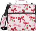 Cherries Red Bows Zipper Binder 3 Ring with Handle and Shoulder Strap, 500 Sheet Binder Organizer Capacity & Multi-Pockets for School Office