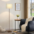 60'' Modern Floor Lamp with Shade, Tall Lamps for Living Room, Bedroom, Office, Dining Room, Beige Shade with Brown Pole(Without Bulb)