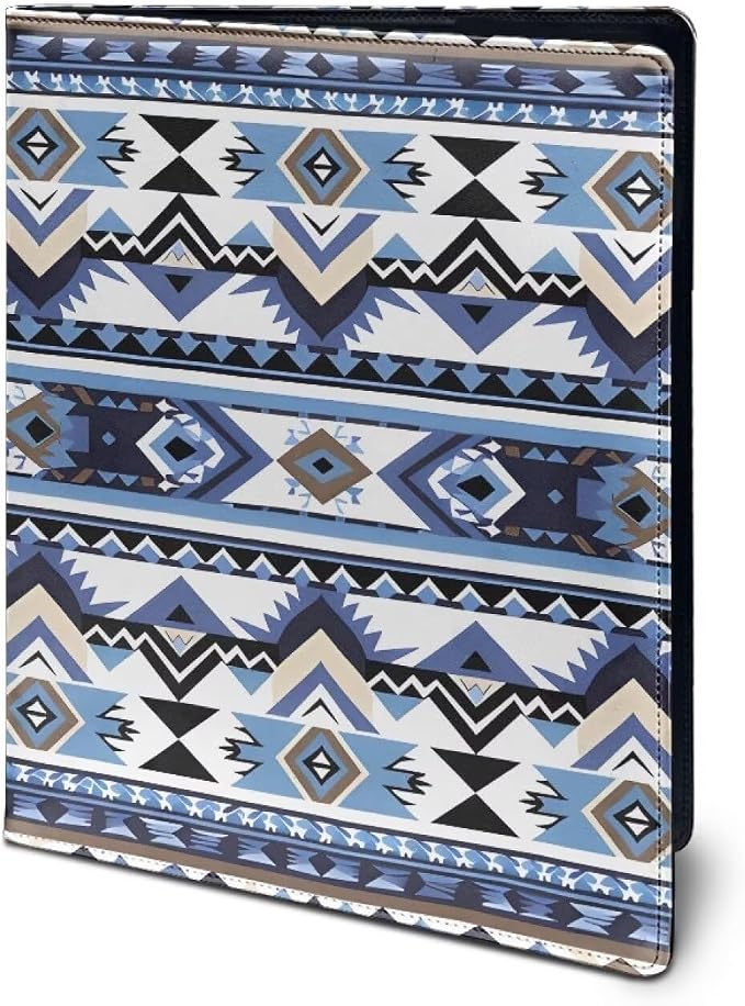Dreaweet Aztec Print Padfolio Clipboard Folder Native American Ethnic Tribal Geometric PU Leather Portfolio Organizer Binder with Card Holder Board A4 Letter Size Notepad