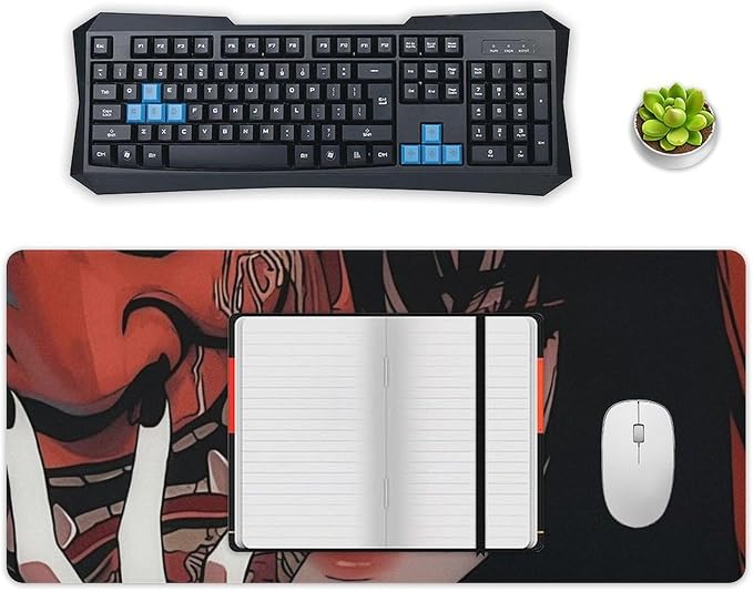 Aesthetic Japanese Anime Girl Samurai Woman Gaming Mousepad Large Non-Slip Rubber Desk Mat Keyboard Computer Pad for Home Office 40x90cm