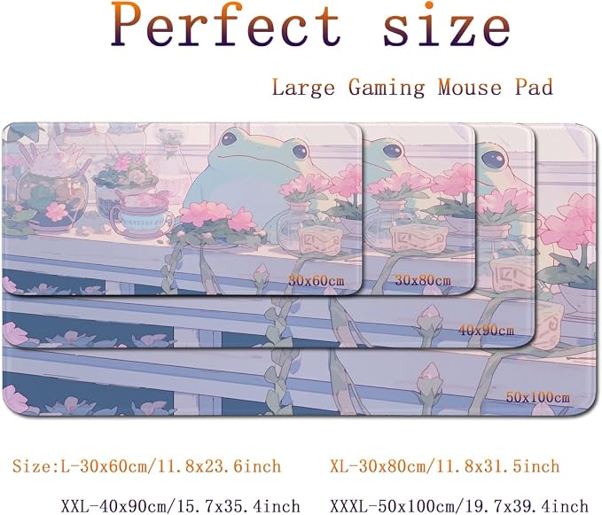 Pink Anime Cute Forg Big Mouse Pad,XXL 15.7x35.4 inch Large Gaming Mouse Pad,Non-Slip Base Desk Mat,Extended Game Mousepad Keyboard Pad Long Desk Pad Home&Office