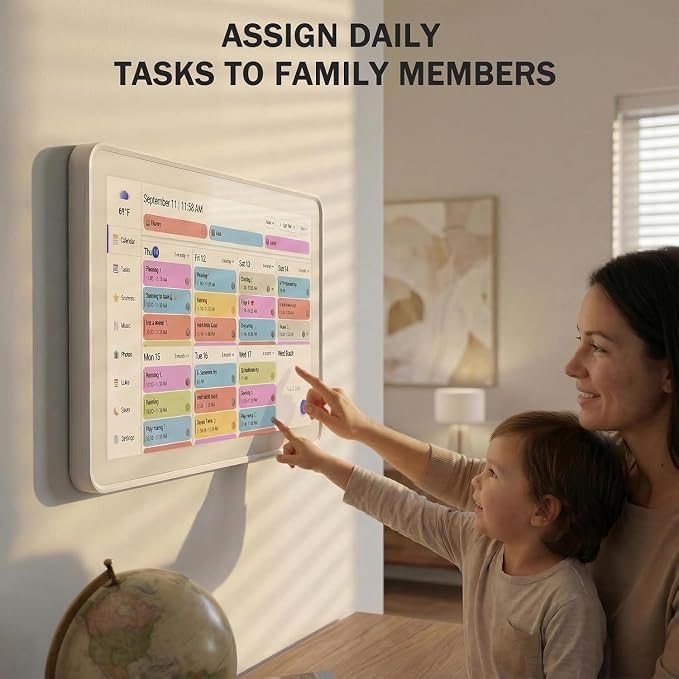 Mezed 21.5 Inch Digital Calendar, Touchscreen Wall‑Mount, White