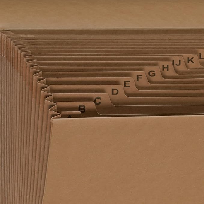 Smead Expanding File with Flap and Cord Closure, 21 Pockets, Alphabetic (A-Z), Letter Size, Kraft (70121) (Pack of 5)