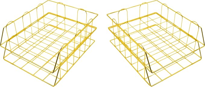 Gold Stackable W 9.75" X L 12" Desk Organizer Tray Set (4-Tier)