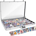 Trade Show Display Case – Large Aluminum Locking Tabletop Showcase | 34"x22", for Trading Cards, Sports Cards, TCG – Lightweight & Portable for Exhibitions, Conventions, and Collectibles, Silver