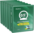 COMIX Sturdy 0.5 Inch 3 Ring Binder with Clear View Cover | 0.5"Heavy Duty Round Ring,PVC-Free Board,Holds 100 Letter Sheets,Wholesale for Offices & Classrooms,6 Pack (Green)
