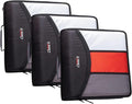Case-it School Zipper Binder | 3" O-Rings | 600-Sheet | D-156-N Jet Black | Mighty Zip Tab, 5-Color Tab Expanding File Folder, Multiple Pockets, Shoulder Strap, Office