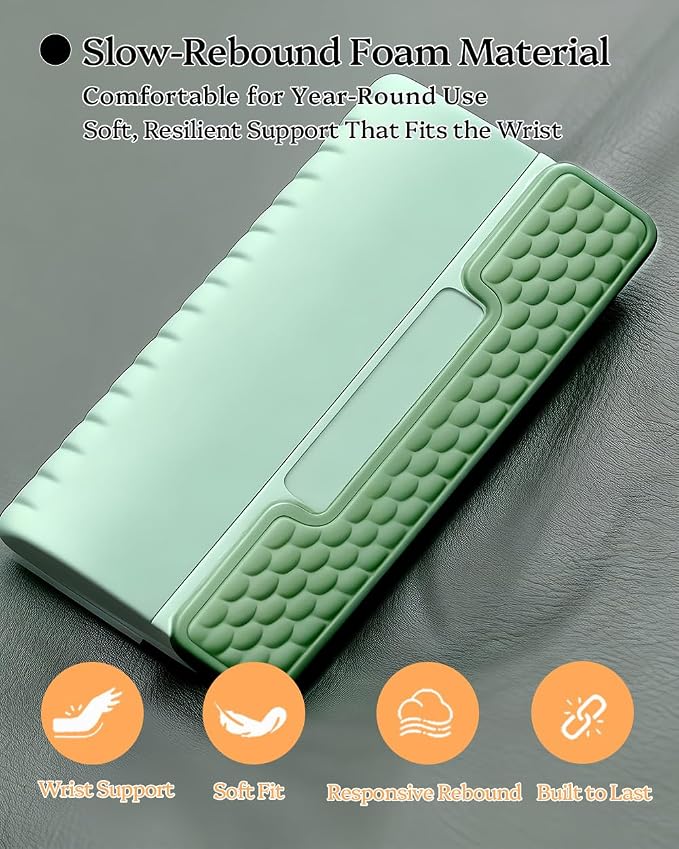 Wrist Rest for Computer Keyboard, 2 in 1 Keyboard Wrist Support Pad, Memory Foam Keyboard Riser Holder Lift Tray with Wrist Pad for Easy Typing for Office Desk, Home, School (Square Green)