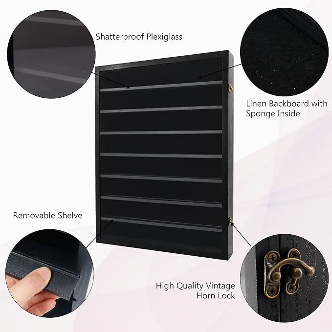 18*24 Large Black Shadow Box Frame with Removable Shelves,Shadow Boxes Display Cases for Small collectables，Deep Memory Box Display Case Trinket Shelf for Collection，Coins，Miniatures Figures