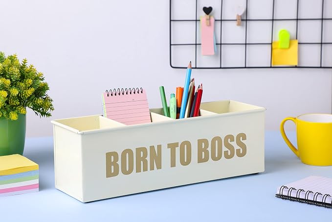 DUDKI Home Present Desk Organiser 4 compartments Decorative Pen Pencil holder/Vanity Kit/Travel Box/Makeup Box/Cosmetic Box/Storage Box/knife Holder/Spoon Holder-Gift Office Desk Décor