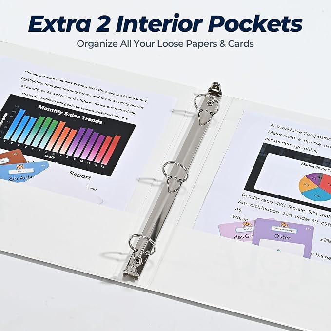 1 Inch 3 Ring Binders 12 Pack, Clear View Binder Bulk, White PVC-Free 3-Ring Binders for School, Office or Home, Fits 8.5 x 11 Inches Paper