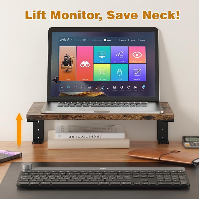 Desk Extender, 15-inch Clamp-On Desk Shelf, Height-Adjustable Desktop Shelf Organizer for Monitors Office and Gaming Accessories, Arm Support Table Extension, 44lbs Heavy Duty, Dark Brown