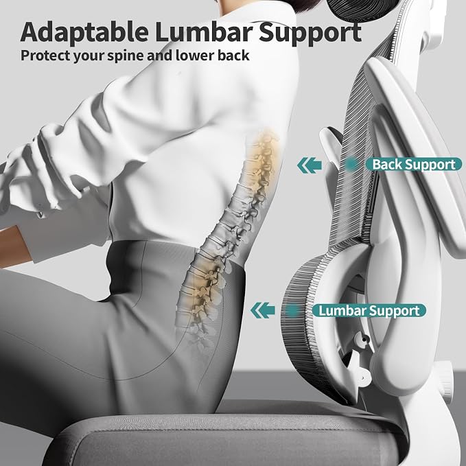 TRALT Office Chair Ergonomic Desk Chair - Gaming Chair with Lumbar Support | 330 LBS Home Office Desk Chairs with Headrest, Reading Chair with Flip-up Armrests, Comfortable Computer Chairs (1, Grey)