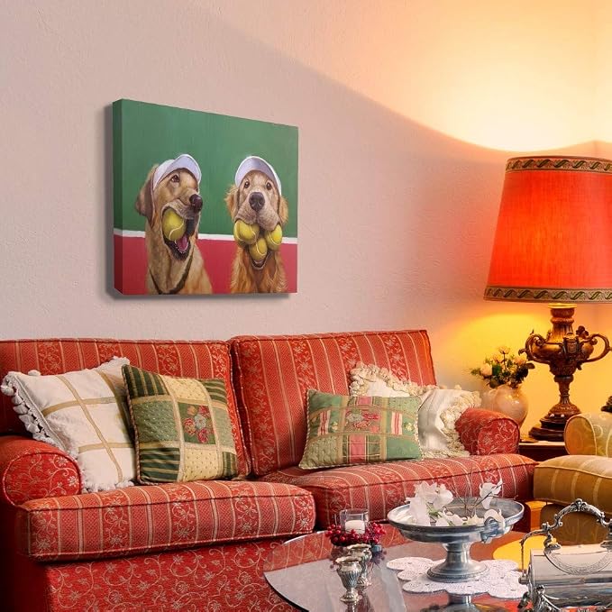 The Stupell Home Decor Collection Mouth Full Tennis Ball Retriever Dogs Painting Stretched Canvas Wall Art, 24x30, Multi-Color | Stupell Industries | 30 x 24 Inches, Easy to Hang and Sturdy, Made in USA, by Lucia Heffernan