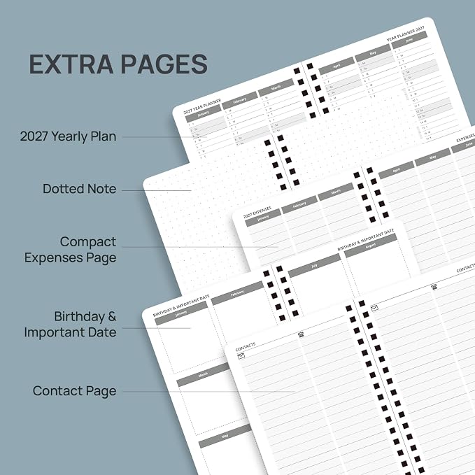 POPRUN 2027 Pocket Planner (Small-4'' x 6.25'') Weekly and Monthly Calendar