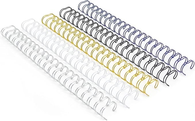 Rayson Wire Binding Spines, 1" 2:1 Pitch 21-Loop, Multicolor, 50 Pack | Includes black, gold, blue, white and silver; 1" size binds up to 240 sheets with compatible 2:1 pitch binders.