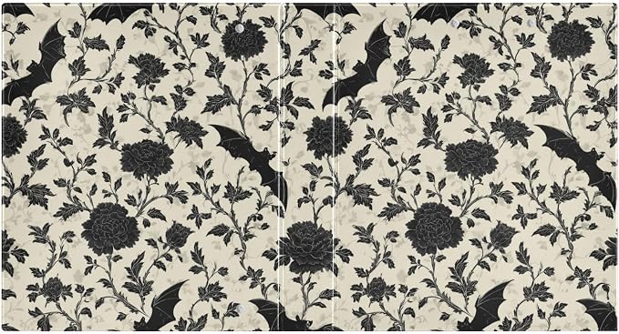 Goth Bat Round Ring Binders Floral (1) 1.5 Inch 3 Ring Binder with Clipboard Holds 200 Sheets Office Home School