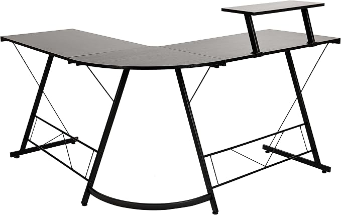 Flash Furniture 71.5 in L-Shaped Corner Computer Desk, Black | Gaming Desk, Space Saving, Easy to Assemble