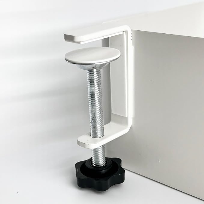 Desk Side Storage Hold Up To 11lbls Hanging Side Of Desk Organizer Clamp On Table Edge To Store Office Accessories, Gaming Devices, Cups For Office, Living Room, Dinning Room (White)