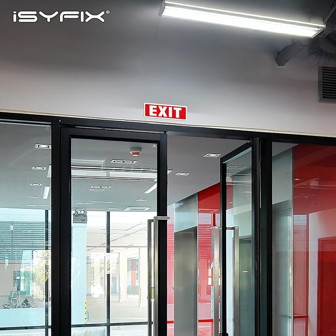 iSYFIX Exit Sign – 12 Pack 12x4 Inch – 100% Rust Free .040 Aluminum Signs, Laminated for Ultimate UV, Weather, Scratch, Water and Fade Resistance, Indoor and Outdoor, Exit Signs for Exterior.