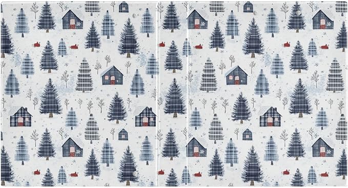 Winter Farmhouse Plaid Pine Trees 3 Ring Binder 1.5" Decorative D-Ring Binder with Clipboard&3 Clear Pockets, Holds 200 Sheets A4 Size Paper Waterproof Binders for School Home Office|2 Pack