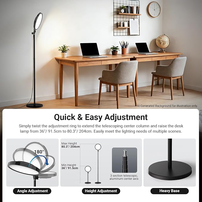 NEEWER Basics 13" 45W Large Ring Light with 66" Stand, 3000K-6500K CRI95+ Full Screen LED Panel Lighting with Phone Holder/Remote for Video Recording Selfie Streaming Makeup Studio Photography, BR45B