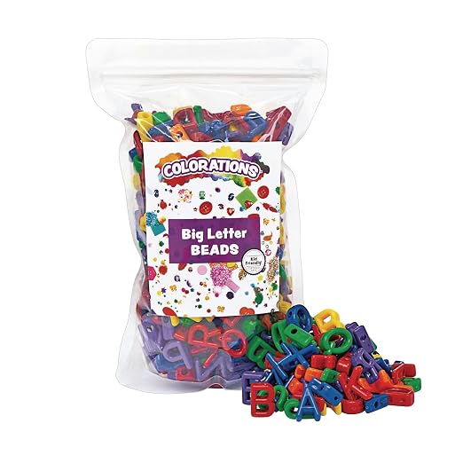 Colorations Big Letter Beads, Plastic, 300 Pieces, Language, Arts & Crafts | Ages 5+, Kindergarten+, For Kids, Stringing, Teachers, Motor Skills, Multi Color