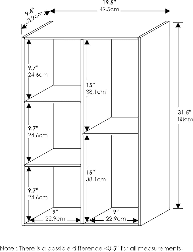 Furinno LUDER Book Shelf, 5-Cube Bookshelf, Reversible Bookcase, 9.4 x 19.5 x 31.5, Easy Assembly, for Living Room, Bedroom, Home Office, White/Pink